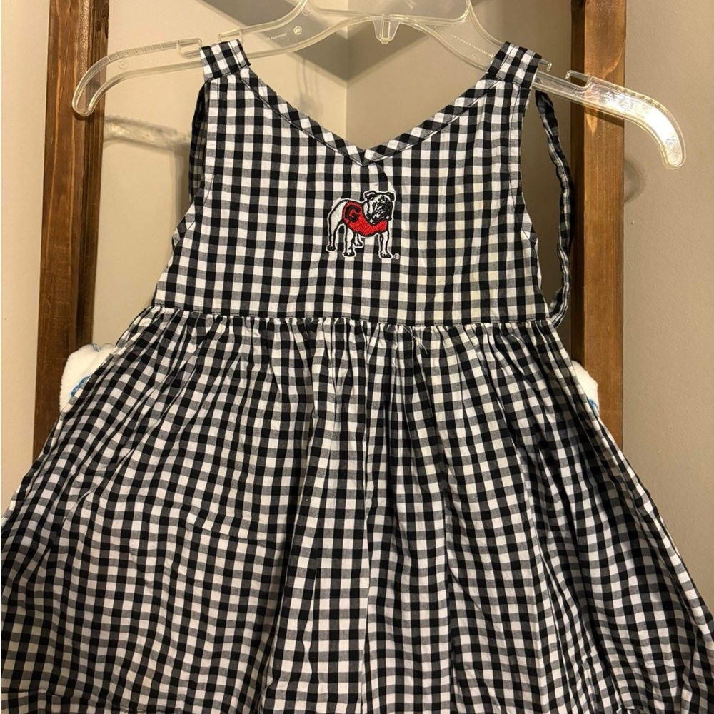 Charming Checkered Kids Dress with Embroidered Detail